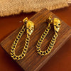 Alloy Skull Stud Earrings With 14K Gold Ear Needles Electroplated Retro Cold Style For Women