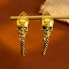 Alloy Skull Stud Earrings With 14K Gold Ear Needles Electroplated Retro Cold Style For Women