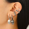 Alloy Skull Stud Earrings With 14K Gold Ear Needles Electroplated Retro Cold Style For Women
