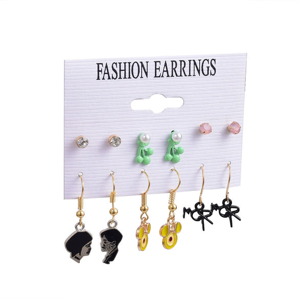 Alloy Small Circle Earrings Set Creative Retro Geometric Light Luxury Style Electroplated