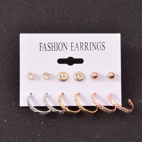 Alloy Small Circle Earrings Set Creative Retro Geometric Light Luxury Style Electroplated