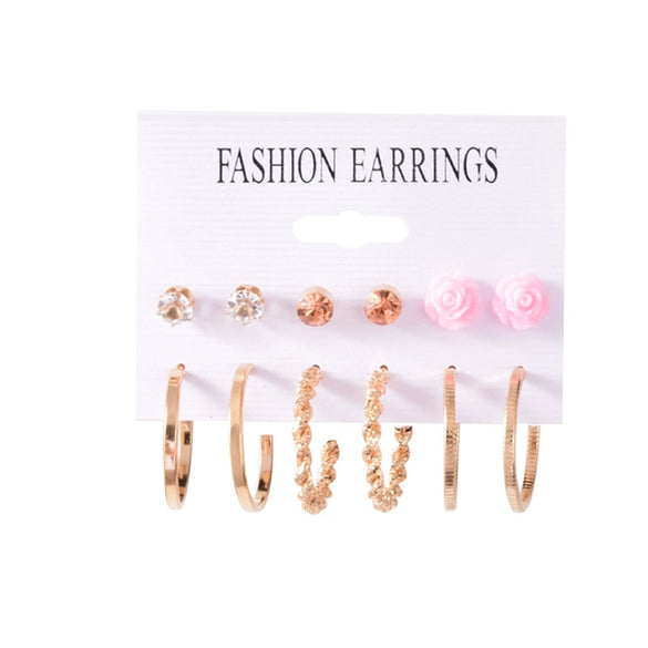 Alloy Small Circle Earrings Set Creative Retro Geometric Light Luxury Style Electroplated