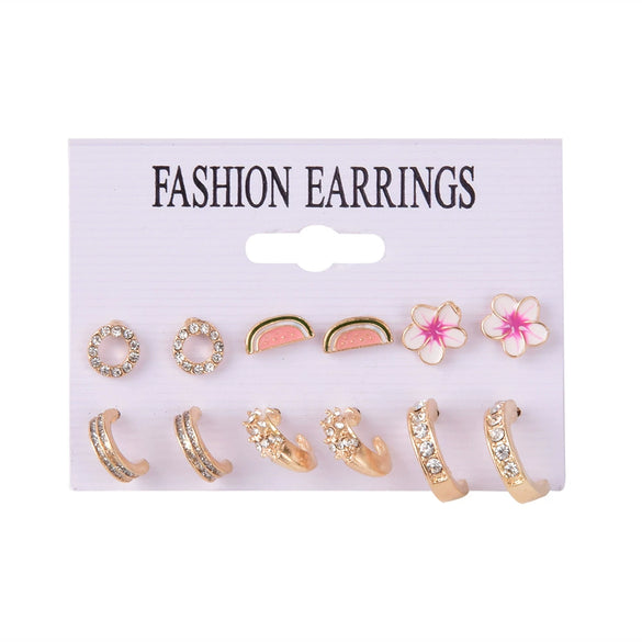 Alloy Small Circle Earrings Set Creative Retro Geometric Light Luxury Style Electroplated