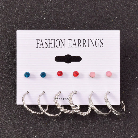 Alloy Small Circle Earrings Set Creative Retro Geometric Light Luxury Style Electroplated