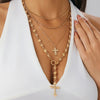 Alloy Small Flower Geometric Hiphop Style Electroplating Pendant Clavicle Necklace Set
