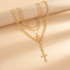 Alloy Small Flower Geometric Hiphop Style Electroplating Pendant Clavicle Necklace Set