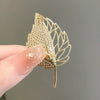 Alloy Small Leaf Flower Brooch For Women With Electroplating Treatment