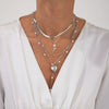 Alloy Snake Bone Chain Clavicle Necklace With Heart Shape And Flower Pattern Electroplating Processing