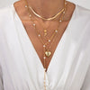 Alloy Snake Bone Chain Clavicle Necklace With Heart Shape And Flower Pattern Electroplating Processing