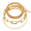 Alloy Snake Bone Chain Multilayer Bracelet Geometric Retro Style Electroplated For Women
