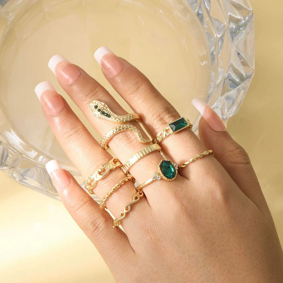 Alloy Snakeshaped Electroplated Animal Zodiac Ring Bracelet Set