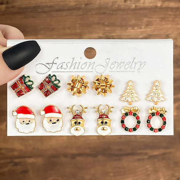 Alloy Snowflake Bell Geometric Oil Dripping Women's Earrings Set