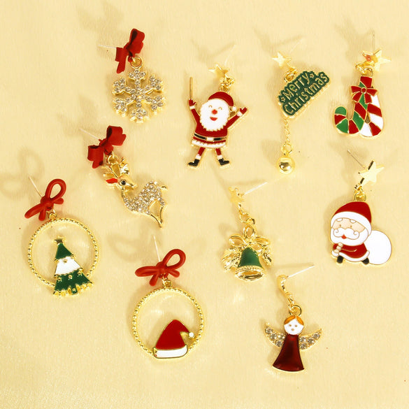 Alloy Snowflake Bell Women's Earrings With Festival Elements And Cartoon Character Pattern