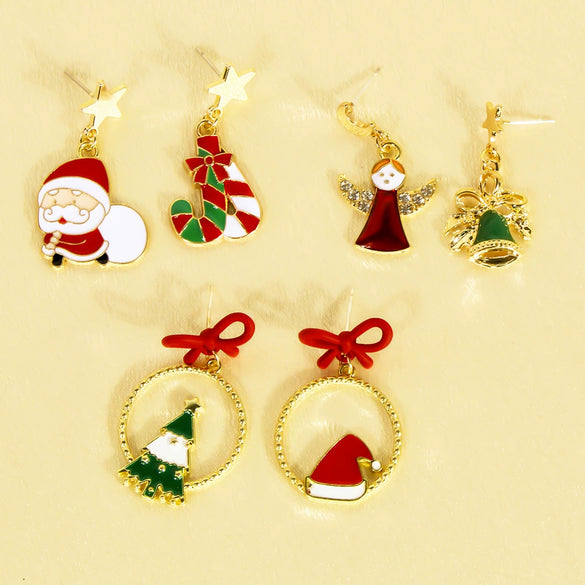 Alloy Snowflake Bell Women's Earrings With Festival Elements And Cartoon Character Pattern