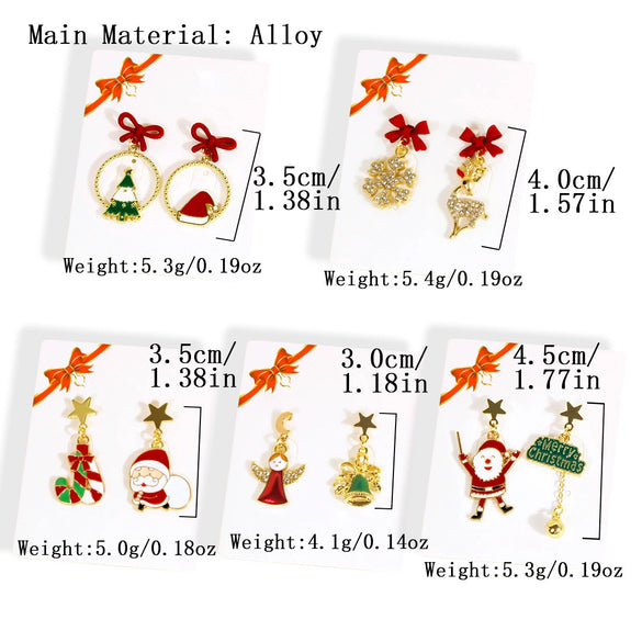 Alloy Snowflake Bell Women's Earrings With Festival Elements And Cartoon Character Pattern