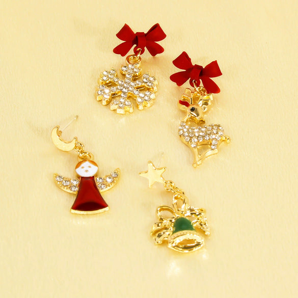 Alloy Snowflake Bell Women's Earrings With Festival Elements And Cartoon Character Pattern