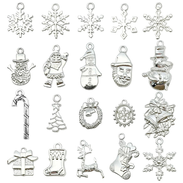Alloy Snowman Christmas Tree Deer Snowflake Pendant Accessories Diy Earrings Electroplated Natural And Cartoon Style
