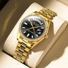 Alloy Solid Steel Band Automatic Hollow Fake Mechanical Couple Watches With Luminous Calendar Waterproof Round Dial Business Style