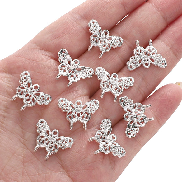 Alloy Spacer Butterfly Pendant Half Bracelet Diy Jewelry Material Silver Retro Accessories