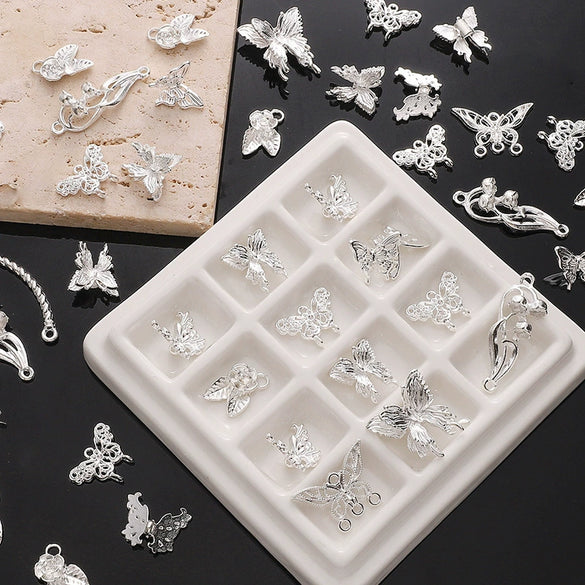 Alloy Spacer Butterfly Pendant Half Bracelet Diy Jewelry Material Silver Retro Accessories