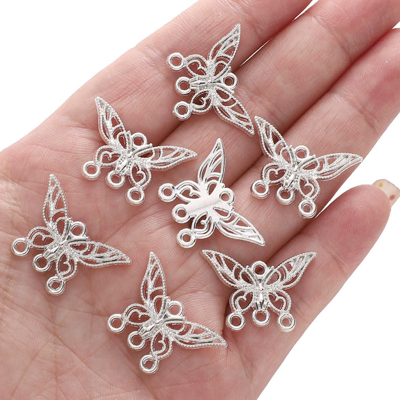 Alloy Spacer Butterfly Pendant Half Bracelet Diy Jewelry Material Silver Retro Accessories