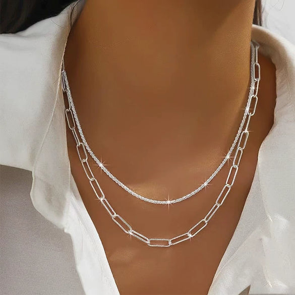 Alloy Sparkling Water Wave Chain Necklace Bracelet With Cross Crown Roman Numerals Pendant Electroplated Women's Jewelry