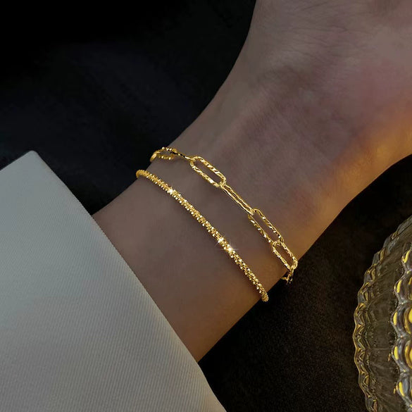 Alloy Sparkling Water Wave Chain Necklace Bracelet With Cross Crown Roman Numerals Pendant Electroplated Women's Jewelry