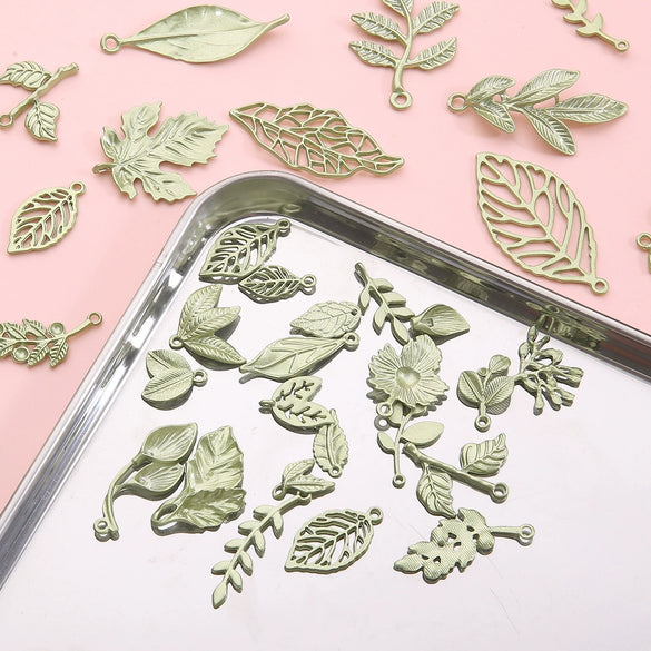 Alloy Spray Paint Leaf Series Jewelry Accessories For Diy Handmade Necklaces Bracelets Earrings