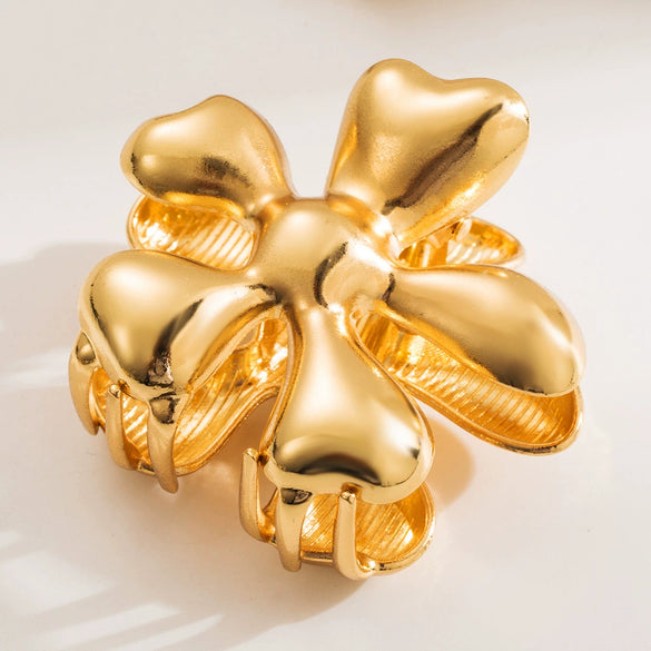 Alloy Spring Clip Headwear With Geometric And Flower Design Electroplated For Women