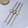 Alloy Square Bracelet Watch For Ladies Tweed Style Single Folding Buckle Rose Gold Buckle Ordinary Glass Mirror Spiral Crown