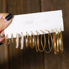 Alloy Square Geometric Electroplated Earrings Set With Vintage Pearl Card Design