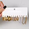 Alloy Square Geometric Electroplated Earrings Set With Vintage Pearl Card Design