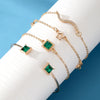 Alloy Square Star Snake Diamondencrusted Bracelet Set With Geometric Design For Women And Unisex