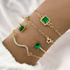 Alloy Square Star Snake Diamondencrusted Bracelet Set With Geometric Design For Women And Unisex