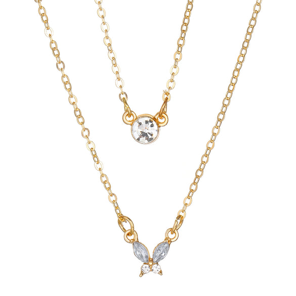 Alloy Stacked Butterfly Letter Love Clavicle Necklace With Heart Shape Geometric Animal Pattern And Diamond Design