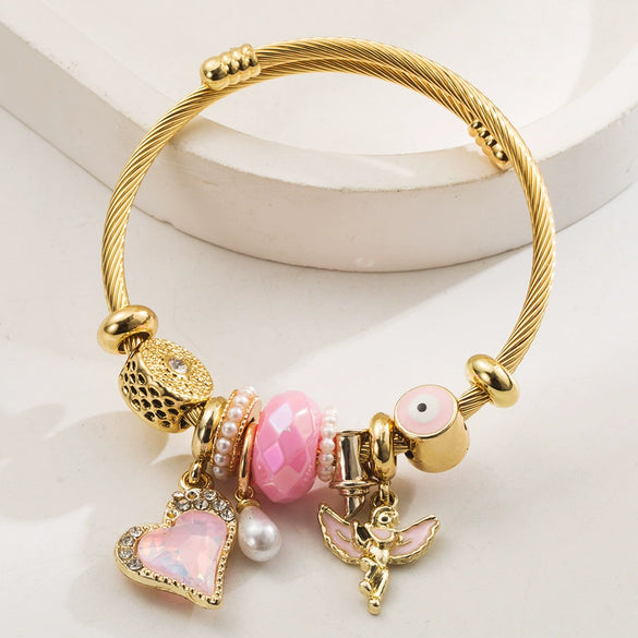 Alloy Stainless Steel Beaded Handmade Bracelet With Diamond Design Unisex