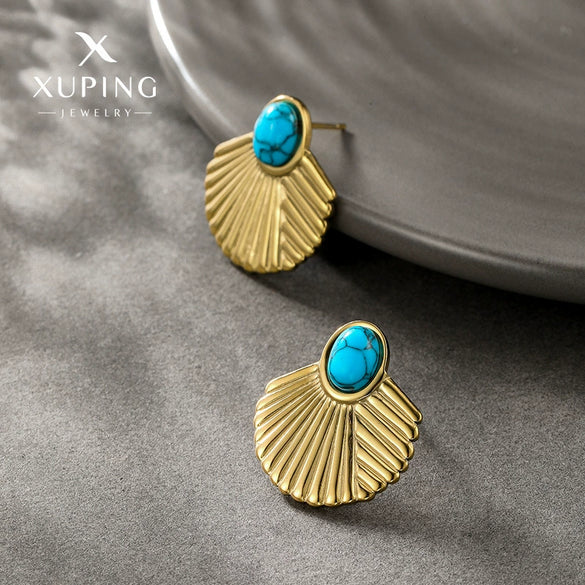 Alloy Stainless Steel Geometric Fanshaped Electroplated Retro Women's Earrings