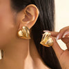 Alloy Stainless Steel Geometric Square Heart Pleated Electroplated Women's Earrings