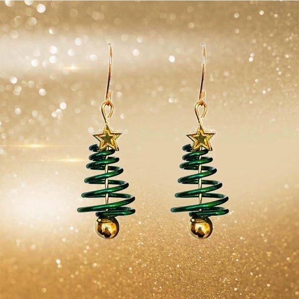 Alloy Star Christmas Tree Earrings With Pastoral Floral Design Trendy Wholesale Fashion Jewelry