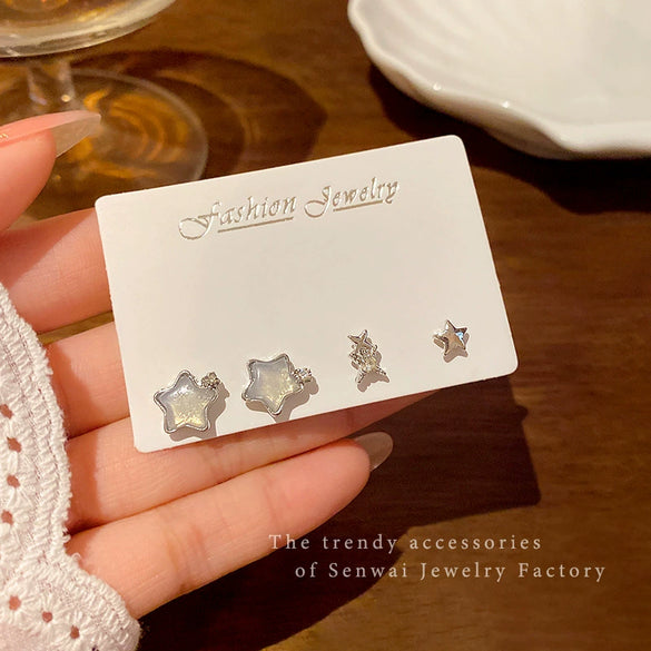 Alloy Star Earrings For Women Electroplated Minimalist Style