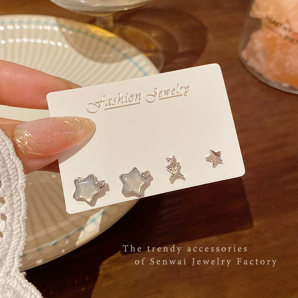 Alloy Star Earrings For Women Electroplated Minimalist Style