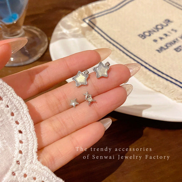 Alloy Star Earrings For Women Electroplated Minimalist Style