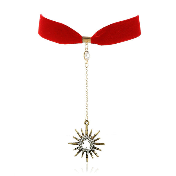 Alloy Star Necklace With Animals Zodiac Pattern Electroplated And Box Chain Velvet Flannel Material