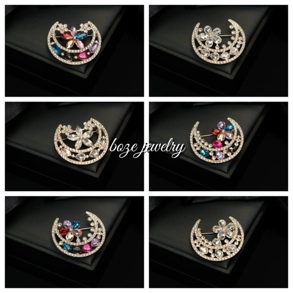 Alloy Star Shaped Diamond Encrusted Brooch Jewelry With Electroplating Processing