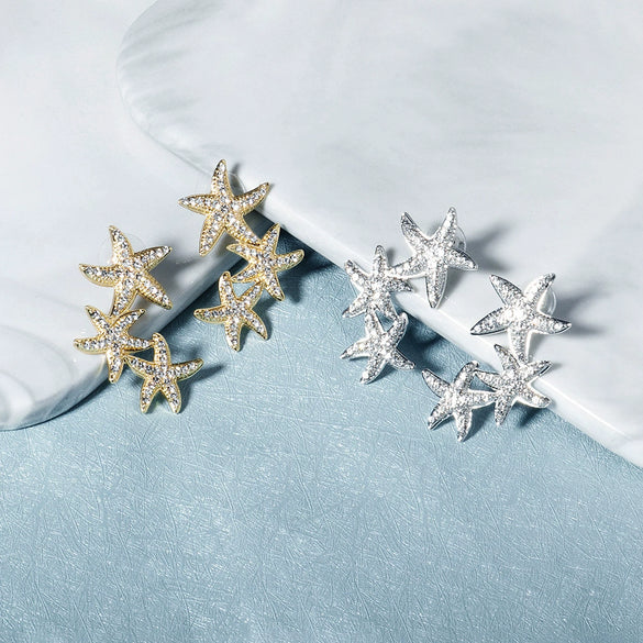 Alloy Starfish Diamond Earrings Trendy Jewelry For Women