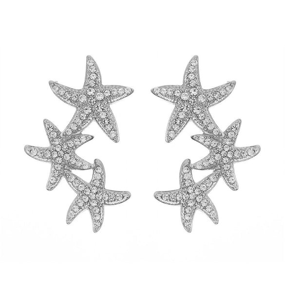Alloy Starfish Diamond Earrings Trendy Jewelry For Women