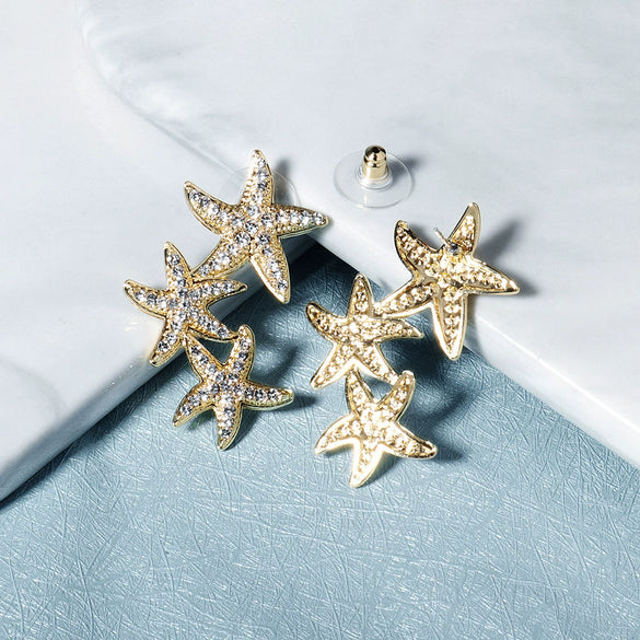 Alloy Starfish Diamond Earrings Trendy Jewelry For Women