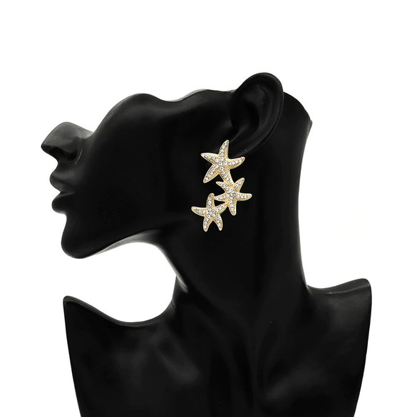 Alloy Starfish Diamond Earrings Trendy Jewelry For Women