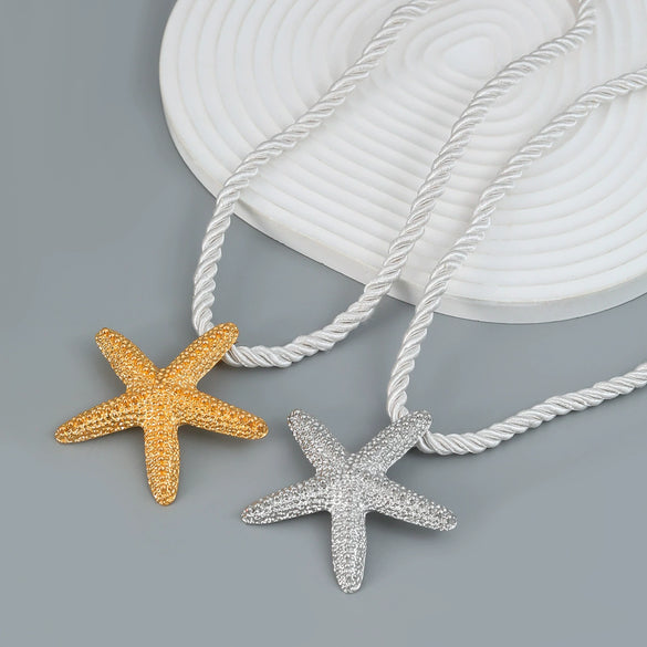 Alloy Starfish Pendant Necklace For Women Electroplated Ocean Animal Style