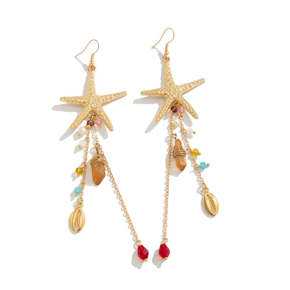 Alloy Starfish Shell Animal Zodiac Style Electroplated Necklace